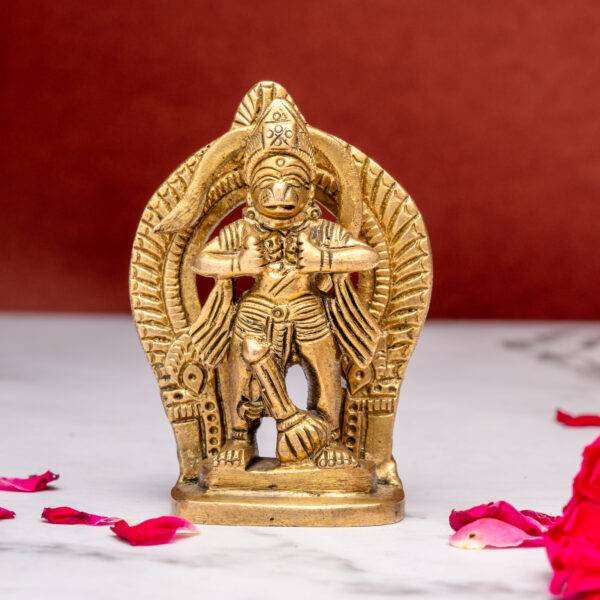 Standing Brass Hanuman Idol Showing Ram Sita in his Chest - 3.35 Inch