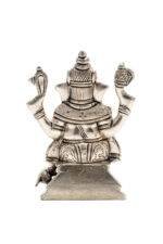 Brass Silver Coated Ganesh Laxmi Saraswati Idols - Detailed Carving - 4 Inch - Image 28