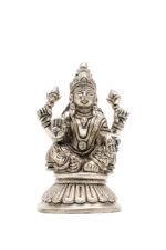 Brass Silver Coated Ganesh Laxmi Saraswati Idols - Detailed Carving - 4 Inch - Image 29