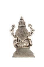 Brass Silver Coated Ganesh Laxmi Saraswati Idols - Detailed Carving - 4 Inch - Image 31
