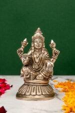 Brass Silver Coated Ganesh Laxmi Saraswati Idols - Detailed Carving - 4 Inch - Image 14