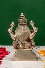 Brass Silver Coated Ganesh Laxmi Saraswati Idols - Detailed Carving - 4 Inch - Image 11