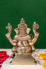 Brass Silver Coated Ganesh Laxmi Saraswati Idols - Detailed Carving - 4 Inch - Image 7