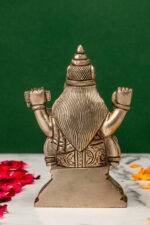 Brass Silver Coated Ganesh Laxmi Saraswati Idols - Detailed Carving - 4 Inch - Image 3