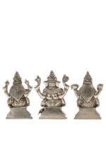 Brass Silver Coated Ganesh Laxmi Saraswati Idols - Detailed Carving - 4 Inch - Image 23