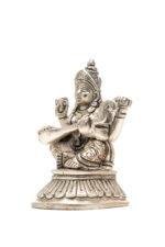 Brass Silver Coated Ganesh Laxmi Saraswati Idols - Detailed Carving - 4 Inch - Image 21