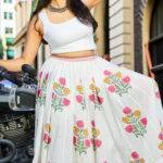 Hand Block Printed Floral Malmal Cotton Skirt