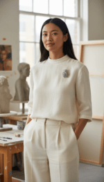 Handcrafted 92.5 Sterling Silver Beetle Brooch with Emerald, Ruby, and Blue Sapphire Pavé - Image 3