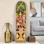 Hand-Carved Wooden Lakshmi Ganesha Panel under Kalpavriksha (5 ft)