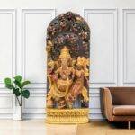 Handcrafted Wooden Lakshmi Ganesha Wall Panel (3 Feet) – Antique Style Wood Carving