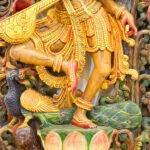 Wooden Saraswati Idol