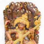 Handcrafted Wooden Saraswati Wall Panel (4 feet) – Premium Antique Kadam Tree Wood Carving - Image 3