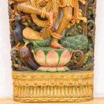 Handcrafted Wooden Saraswati Idol – Vintage Wood Carving - Image 4