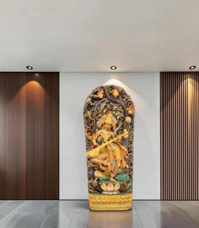Wooden Saraswati Idol