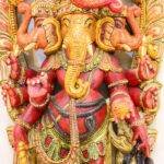 Handcrafted Wooden 4-Mukhi Ganesha Statue (40 Inches) – Antique Chaturmukhi Ganpati Wood Carving - Image 6