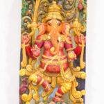 Handcrafted Wooden Ganesha Wall Panel (5 Feet) – Large Antique Vinayagar Wood Carving - Image 3