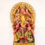 Handcrafted Wooden 4-Mukhi Ganesha Statue (40 Inches) – Antique Chaturmukhi Ganpati Wood Carving - Image 5