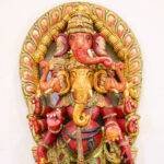 Handcrafted Wooden 4-Mukhi Ganesha Statue (40 Inches) – Antique Chaturmukhi Ganpati Wood Carving - Image 4