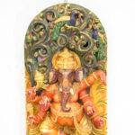 Handcrafted Wooden Ganesha Wall Panel (60 Inches) – Large Antique Lion-Mounted Vinayagar Wood Carving - Image 2