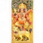 Handcrafted Wooden Ganesha Wall Panel (60 Inches) – Large Antique Lion-Mounted Vinayagar Wood Carving - Image 7