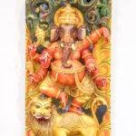 Handcrafted Wooden Ganesha Wall Panel (60 Inches) – Large Antique Lion-Mounted Vinayagar Wood Carving - Image 6