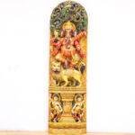 Handcrafted Wooden Ganesha Wall Panel (60 Inches) – Large Antique Lion-Mounted Vinayagar Wood Carving - Image 3