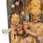 wood krishna idol