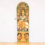 Handcrafted Wooden Venugopala Krishna Wall Panel (5.25 Feet) – Large Antique Flute-Playing Krishna Wood Carving - Image 10