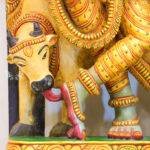 Handcrafted Wooden Venugopala Krishna Wall Panel (5.25 Feet) – Large Antique Flute-Playing Krishna Wood Carving - Image 9