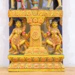 Handcrafted Wooden Venugopala Krishna Wall Panel (5.25 Feet) – Large Antique Flute-Playing Krishna Wood Carving - Image 8