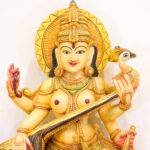 handcrafted wooden Goddess Saraswati Idol 3 Feet - Image 4