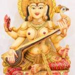 handcrafted wooden Goddess Saraswati Idol 3 Feet - Image 3