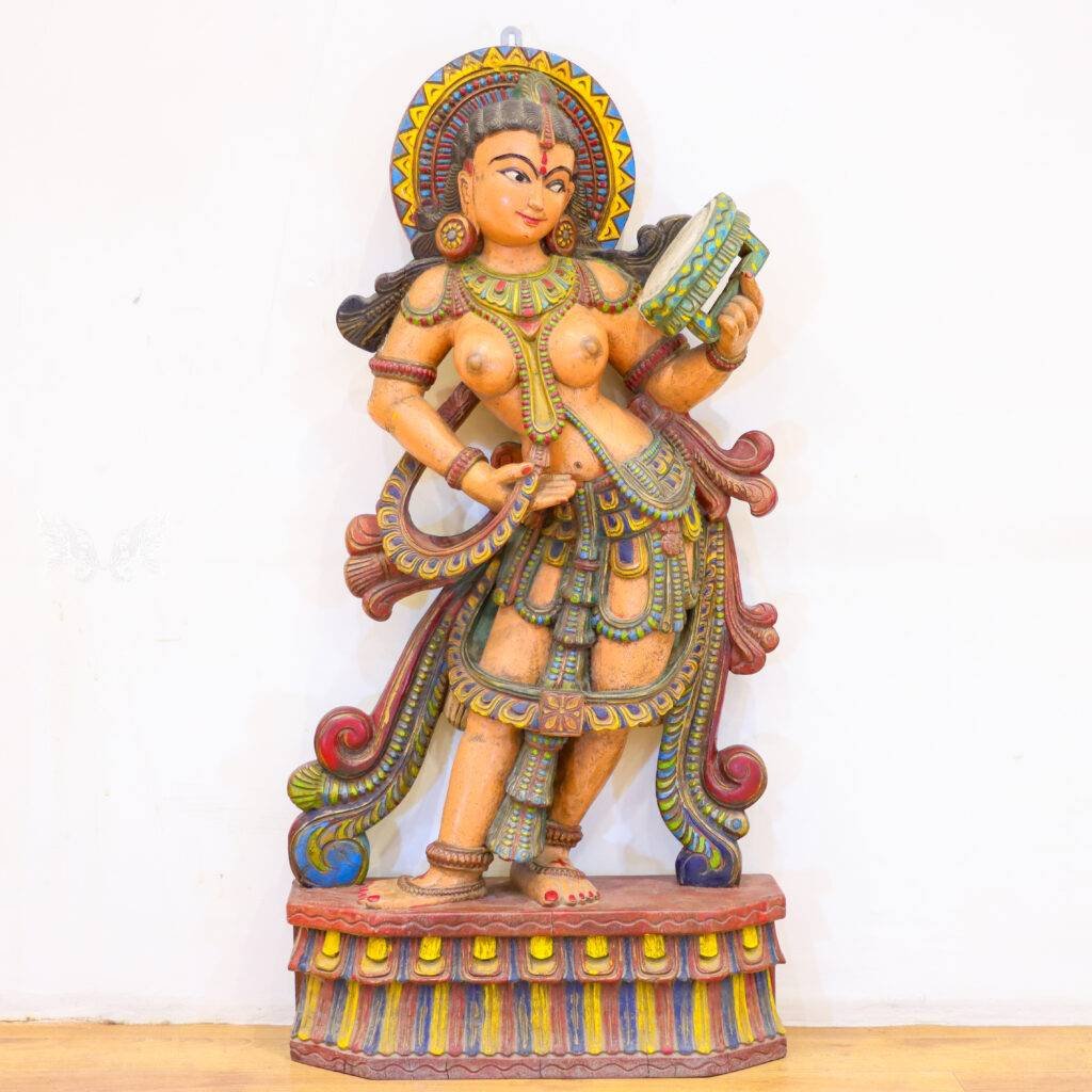 Wooden Apsara Musician Statue