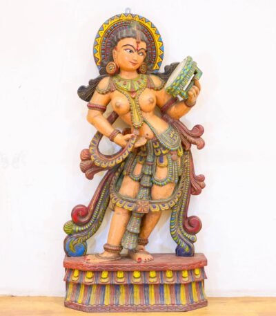 Wooden Apsara Musician Statue