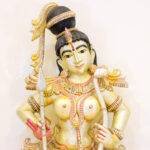 Handcrafted Wooden Apsara Statue (3 Feet) – Antique Finish Sculpture with Bow & Arrow - Image 4