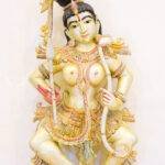 Handcrafted Wooden Apsara Statue (3 Feet) – Antique Finish Sculpture with Bow & Arrow - Image 5