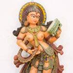 Handcrafted Wooden Apsara Musician Statue (3 Feet) – Antique Finish Indian Temple Art Sculpture - Image 4