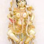 Handcrafted Wooden Apsara Statue (3 Feet) – Antique Finish Sculpture with Bow & Arrow - Image 3