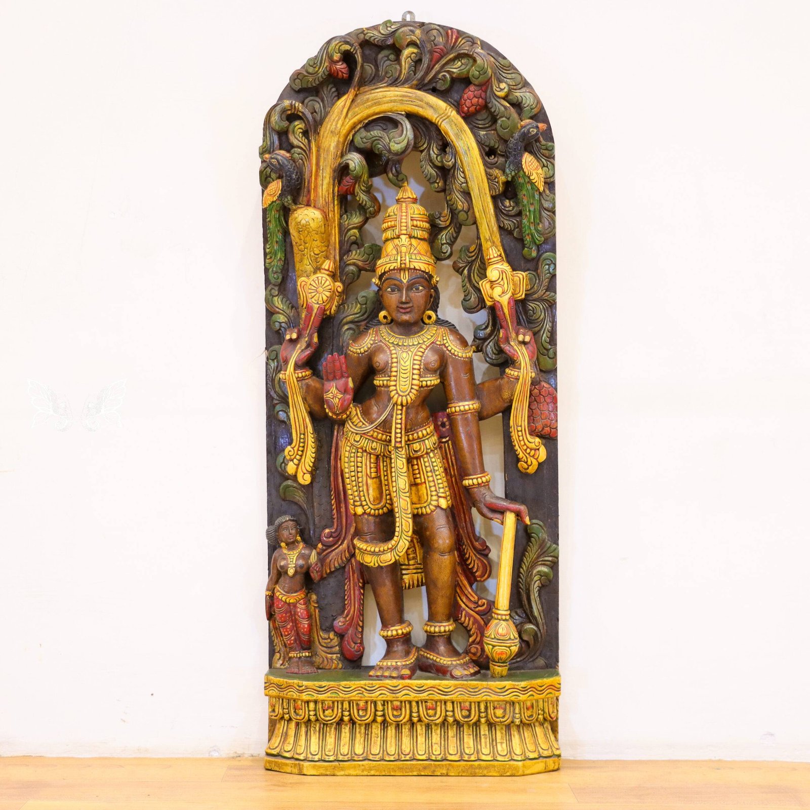 Lord Vishnu wood carving (1) Wooden Lord Vishnu Statue