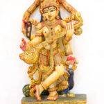 Handcrafted Wooden Goddess Saraswati Statue (3 Feet) – Antique Finish Hindu Deity Sculpture with Veena & Peacock - Image 4