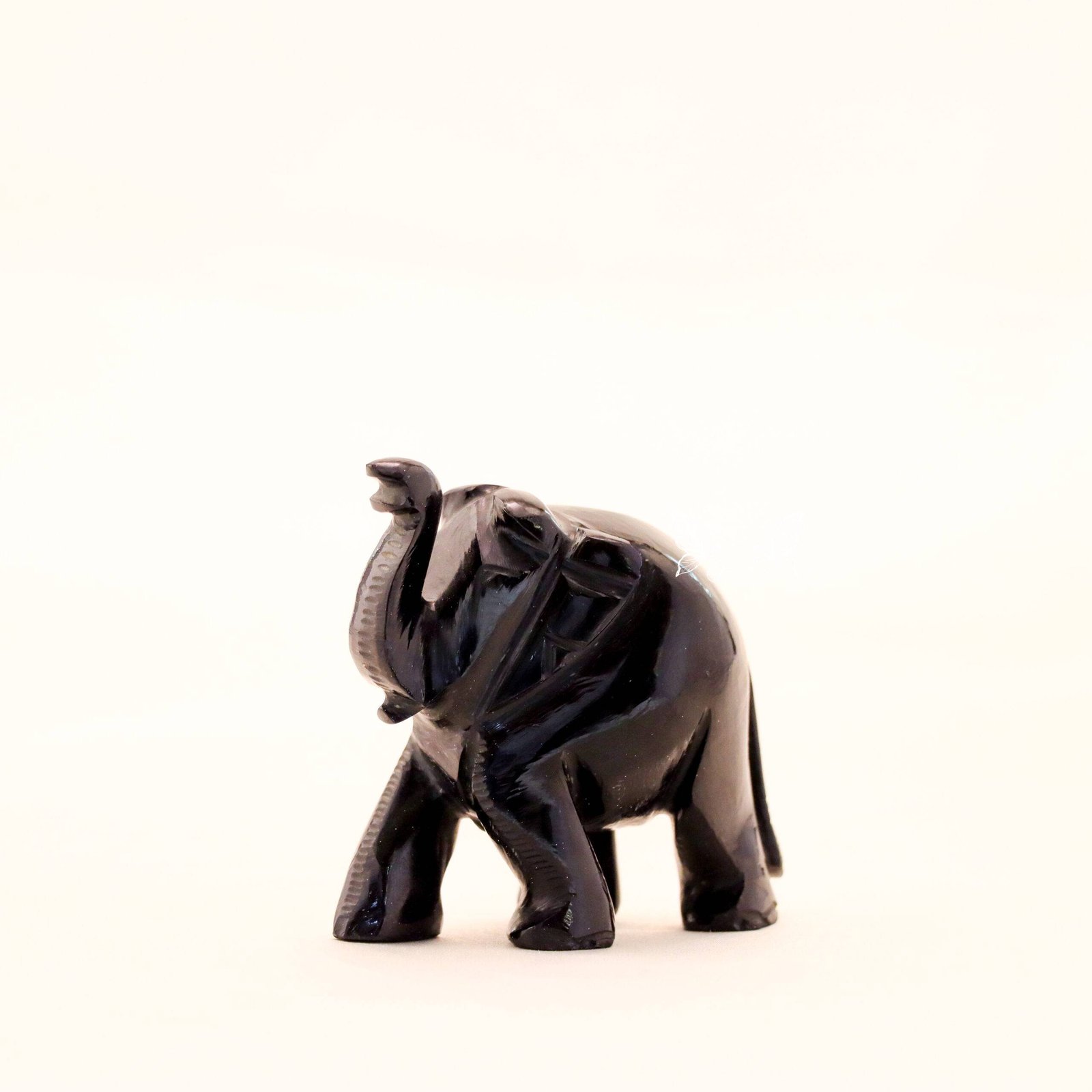 Hand-Carved Blue Sandstone Royal Elephant Statue (2.4 Inches) – Cosmic Shimmer Gemstone Animal Figurine