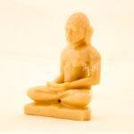 Hand-Painted Yellow Aventurine Stone Mahaveer Swami Statue (6 Inches) – Jain Tirthankara Meditating Gemstone Idol - Image 2
