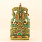 Hand-Carved Natural Green Jade Ganesha Idol (12.5 Inches) - Image 4