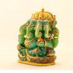Hand-Carved Natural Green Jade Panchmukhi Ganesha Idol (8.5 Inches) - Image 2