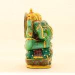 Hand-Carved Natural Green Jade Panchmukhi Ganesha Idol (8.5 Inches) - Image 4