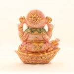 Hand-Carved Natural Rose Quartz Ganesha Idol (8.5 Inches) - Image 3