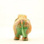 Hand-Painted Green Jade Royal Elephant Statue (6.1 Inches) – Traditional Meenakari Work Ambabari Sculpture - Image 2