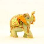 Hand-Painted Green Jade Royal Elephant Statue (6 Inches) – Traditional Trunk-Up Vastu Ambabari Sculpture - Image 3