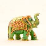 Hand-Painted Green Jade Royal Elephant Statue (4.7 Inches) – Traditional Rajasthani Meenakari Ambabari Sculpture - Image 5