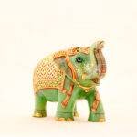 Hand-Painted Green Jade Royal Elephant Statue (4.7 Inches) – Traditional Rajasthani Meenakari Ambabari Sculpture - Image 4